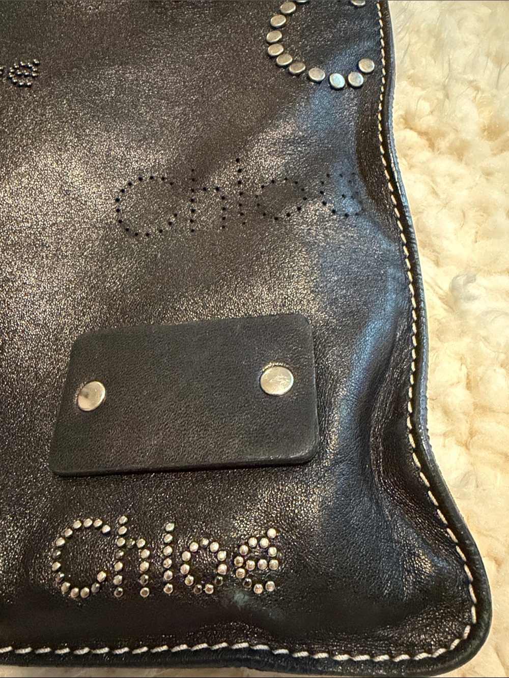 Chloe Patsy Studded Leather Drawstring Sack Shoulder Bag - Picture 4 of 14